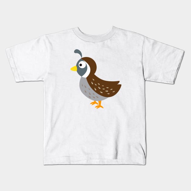 Cute Quail Kids T-Shirt by Hedgie Designs